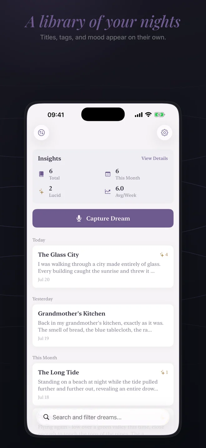 Dreams — Dream journal library
